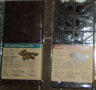 Dark chocolate bars from Soma