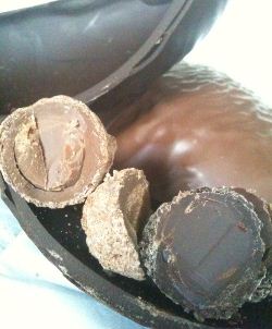 Montezuma’s Super Thick Half Dark and Half Milk Chocolate Egg with Truffles