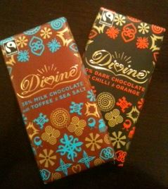 Divine Chocolate Milk Toffee Sea Salt and Dark Spicy Orange Bars Reviewed