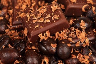 Chocolate chunks with coffee beans