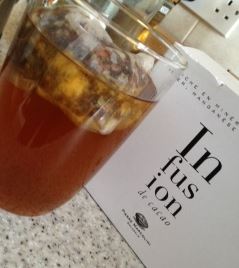Pierre Marcolini cocoa tea made from cocoa shells with jasmine flowers infused in water by me