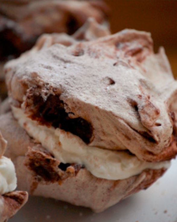 Easy Chocolate Marbled Meringues with Chopped Hazelnuts Dessert Recipe