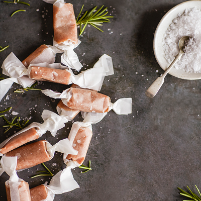 waitrose rosemary caramels wrapped in paper ready to gift