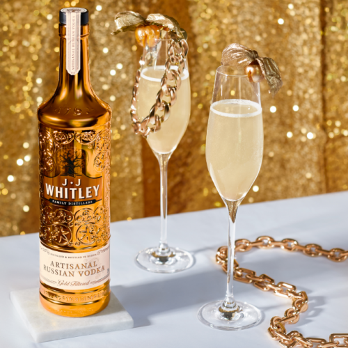 Image of a bottle of JJ Whitley Artisanal Russian Vodka limited edition gold bottle.