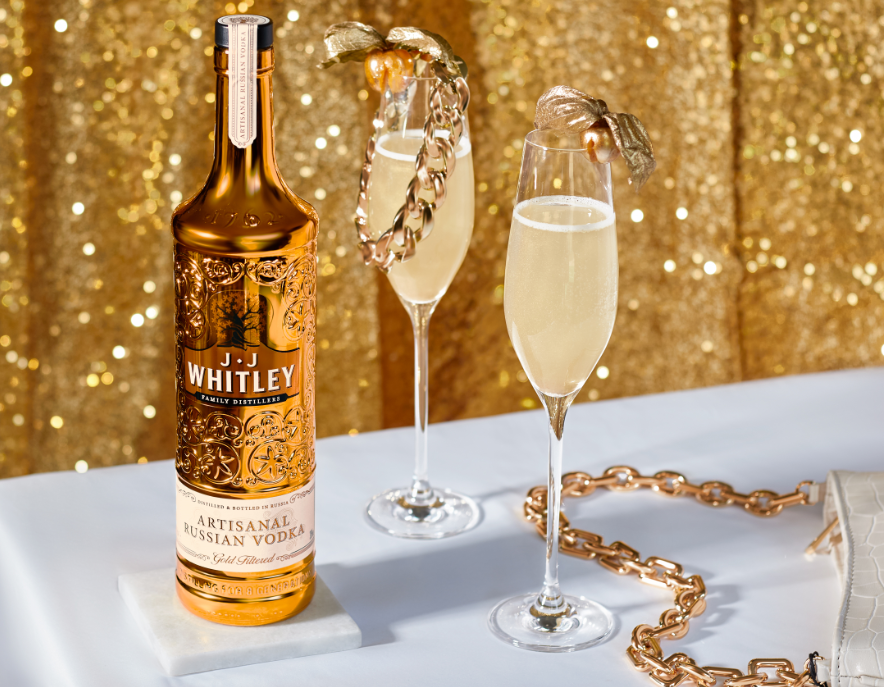 Image of a bottle of JJ Whitley Artisanal Russian Vodka limited edition gold bottle.